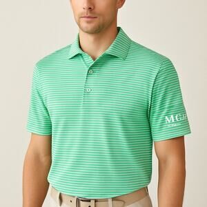 Peter Millar Summer Comfort XL Green Stripe Polo Shirt Golf Performance